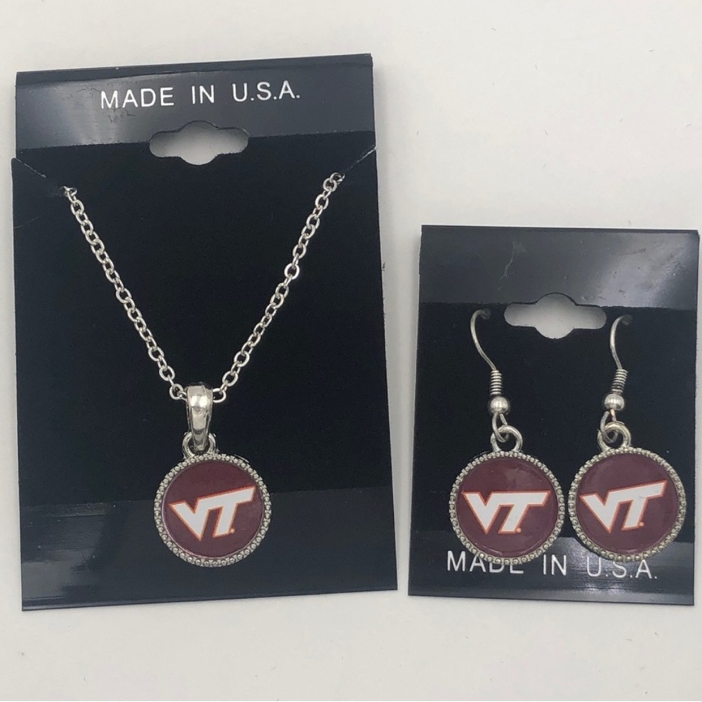Virginia Tech Hokies Necklace Earrings Set